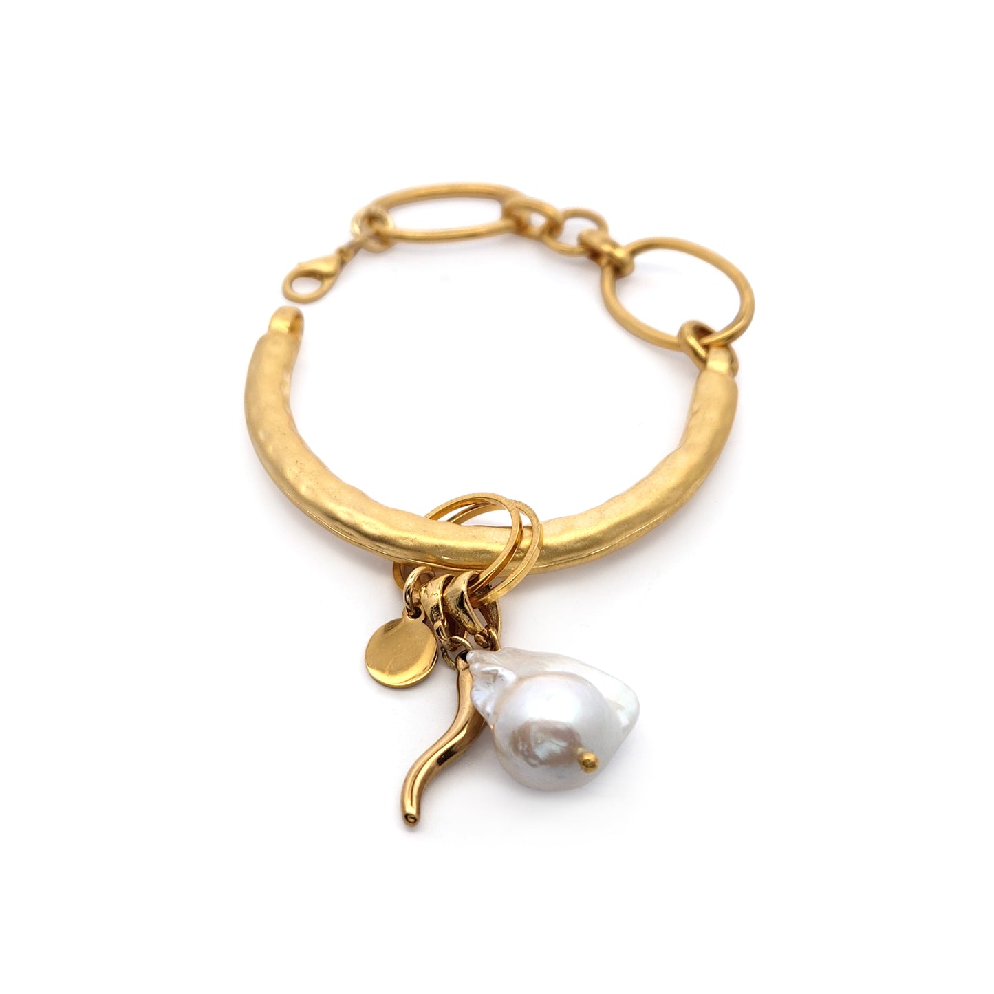 Gold-Filled Pearl Charm Bracelet