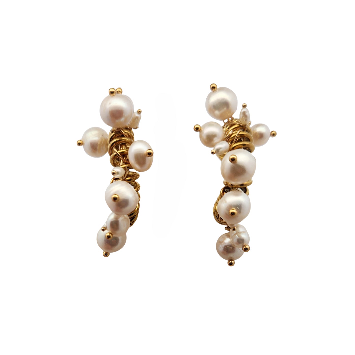 Pearl Crown Coil Hoops