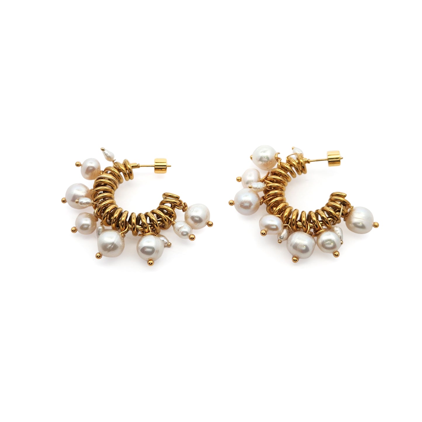 Pearl Crown Coil Hoops