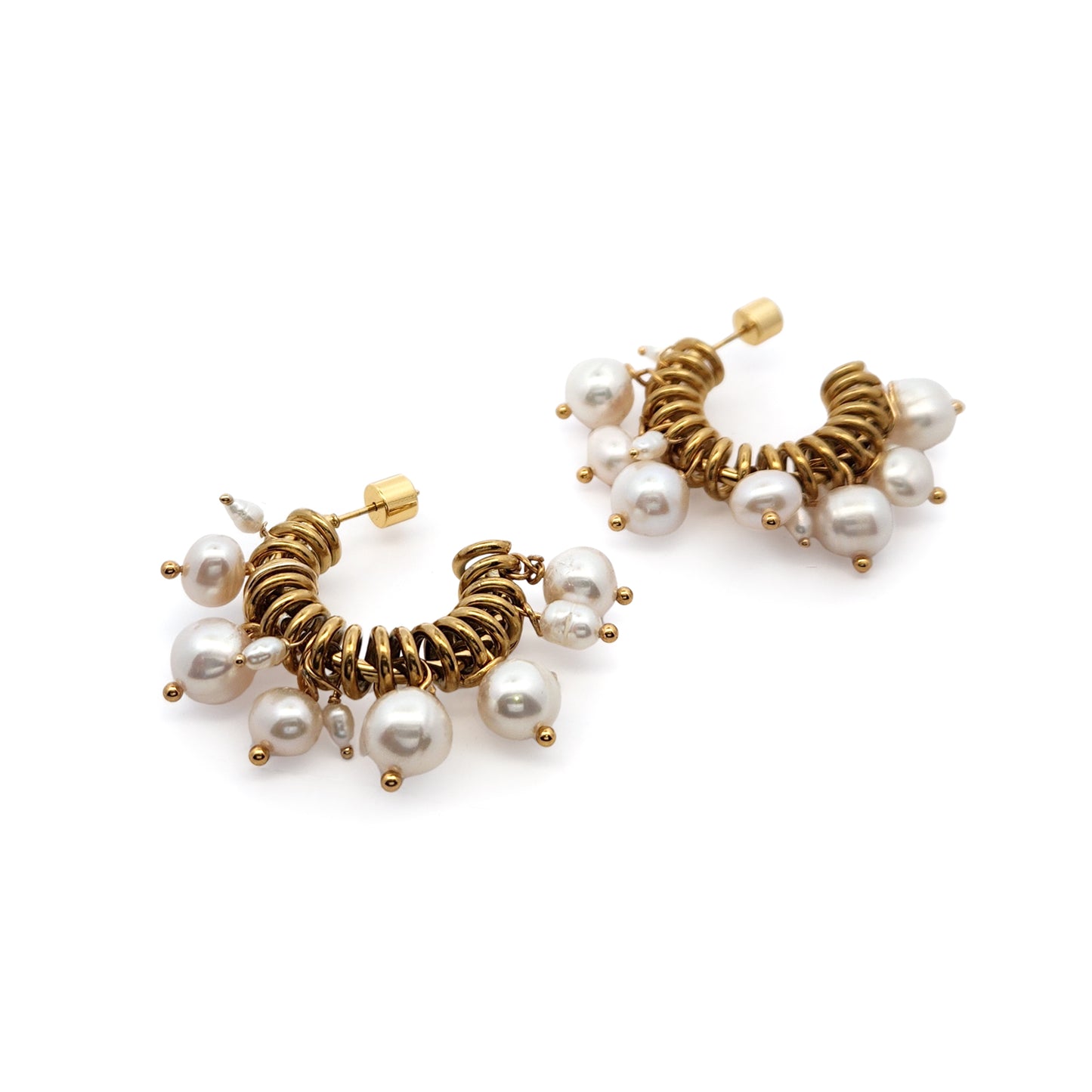 Pearl Crown Coil Hoops