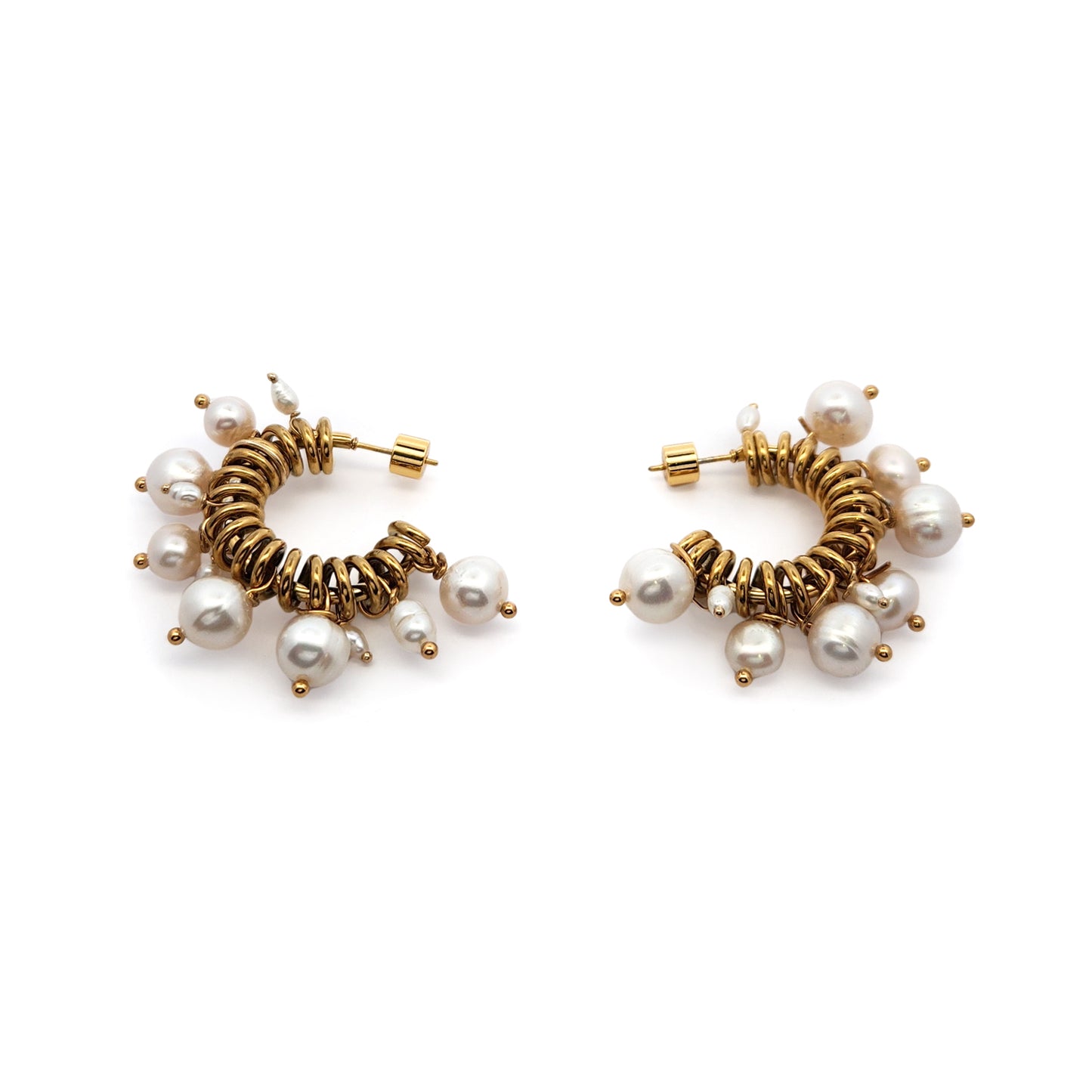 Pearl Crown Coil Hoops