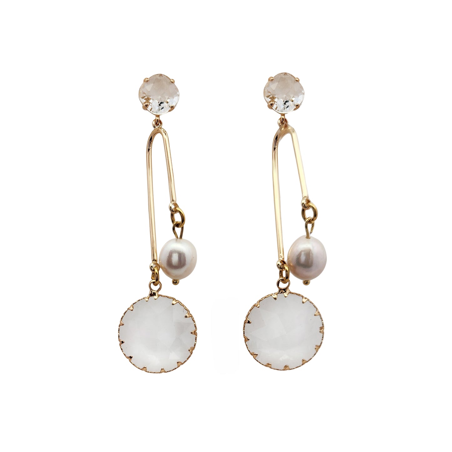 Pearl & Faceted Crystal Statement Earrings