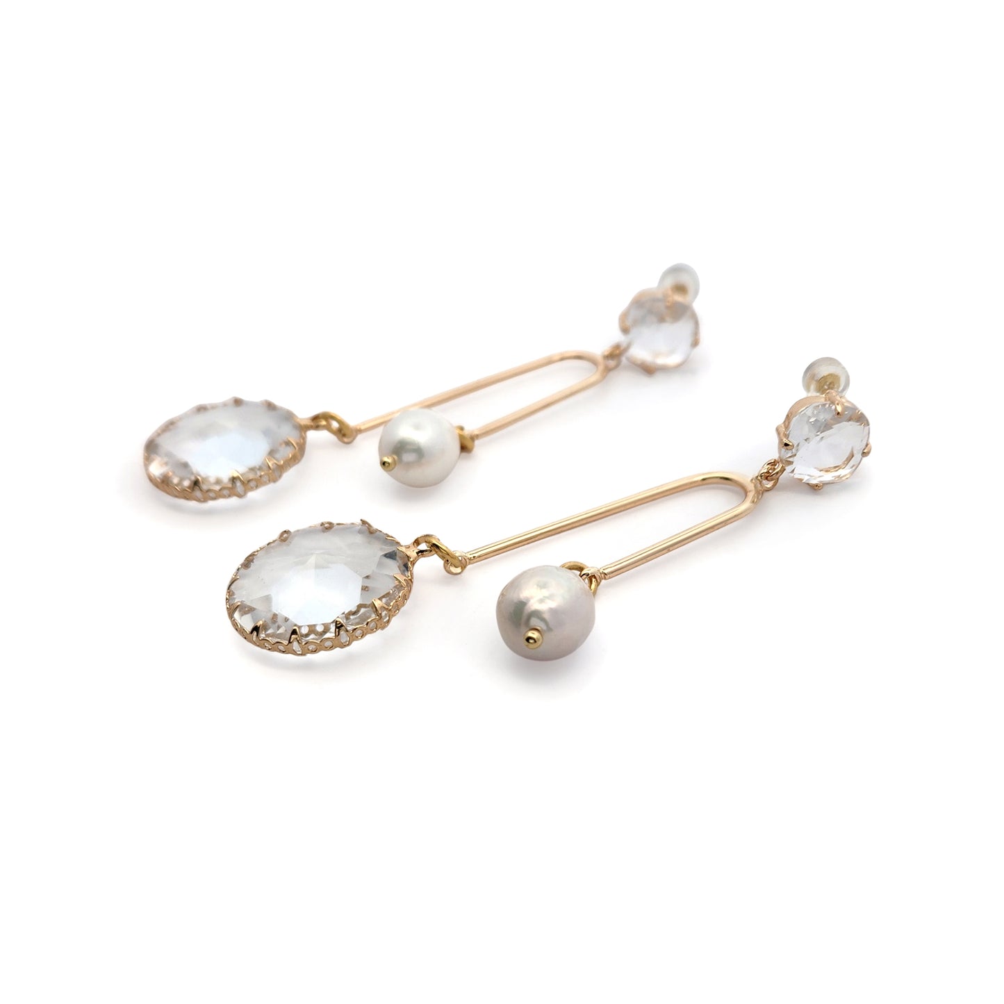Pearl & Faceted Crystal Statement Earrings