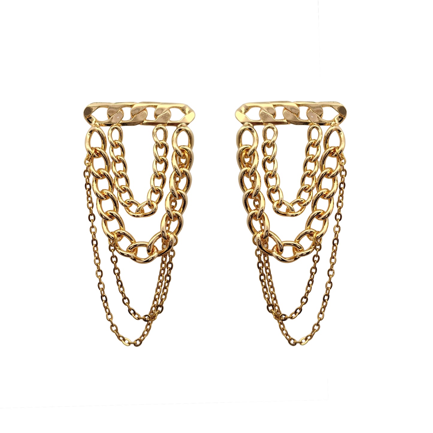 Layered Gold-Tone Chain Earrings