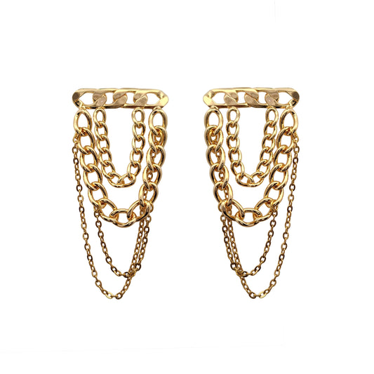 Layered Gold-Tone Chain Earrings