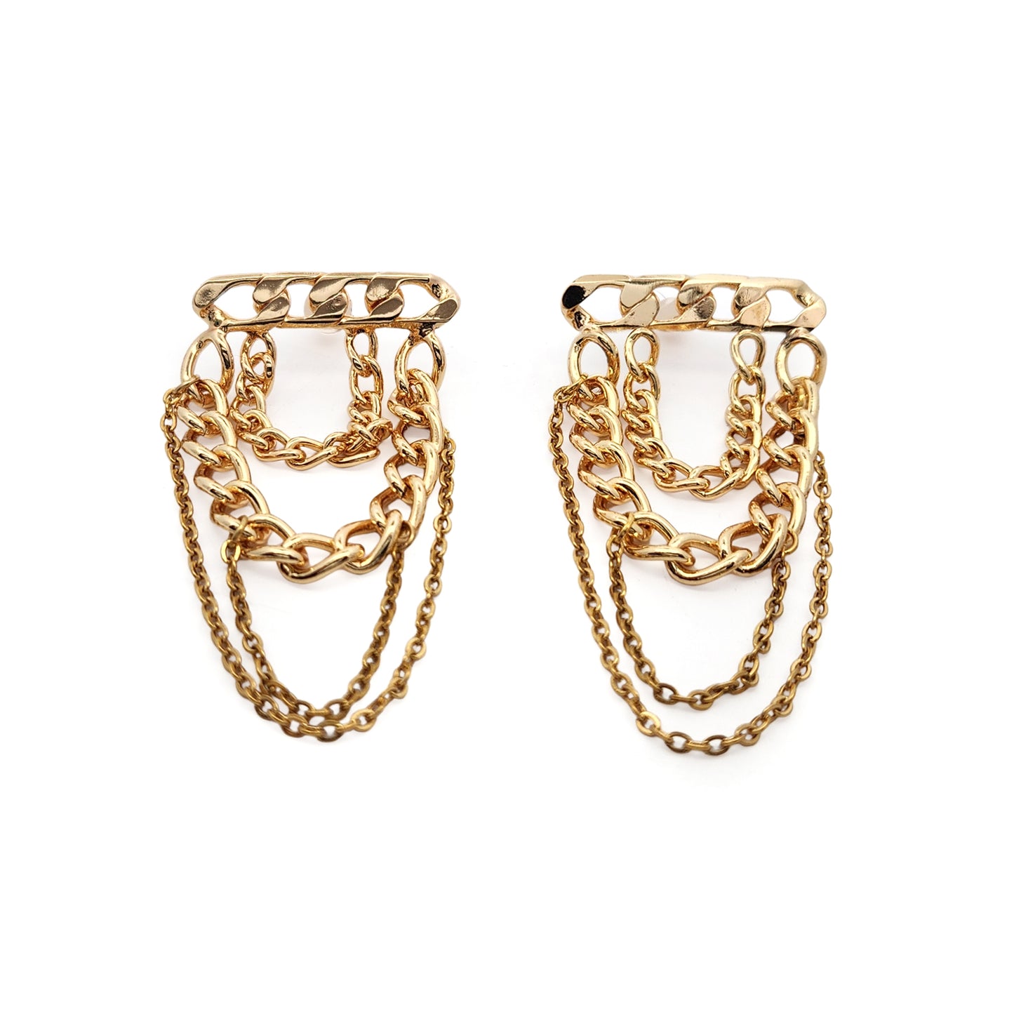 Layered Gold-Tone Chain Earrings