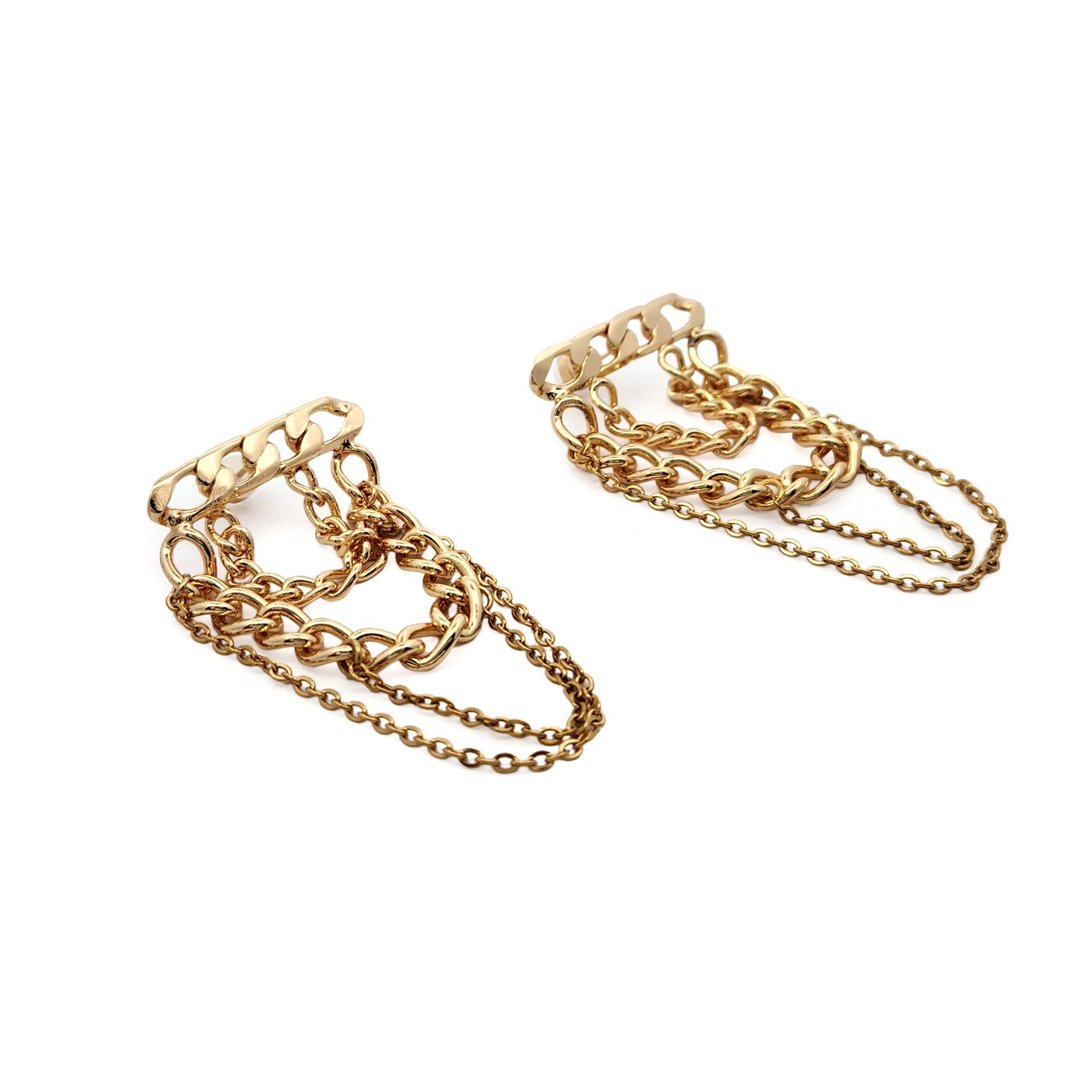 Layered Gold-Tone Chain Earrings