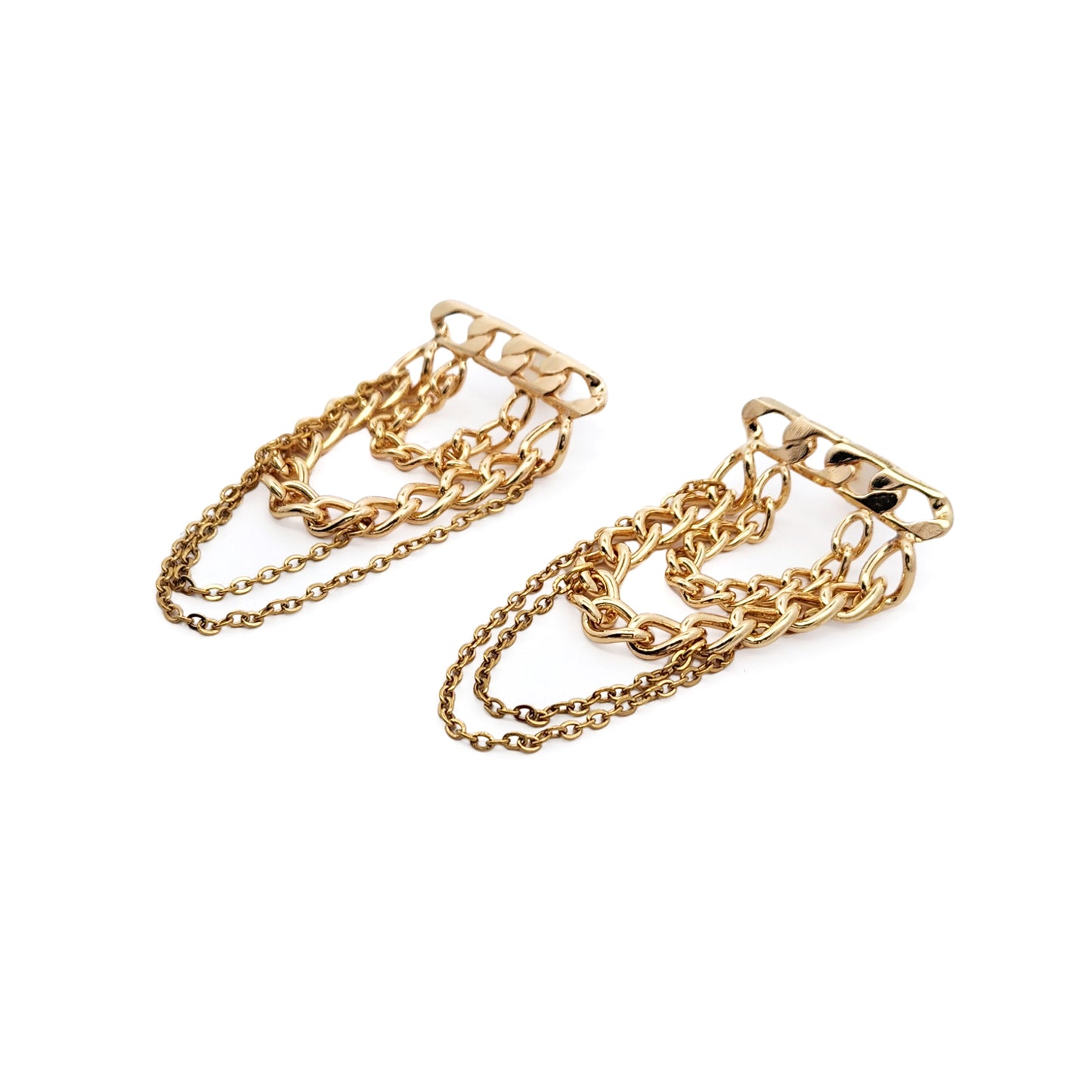 Layered Gold-Tone Chain Earrings