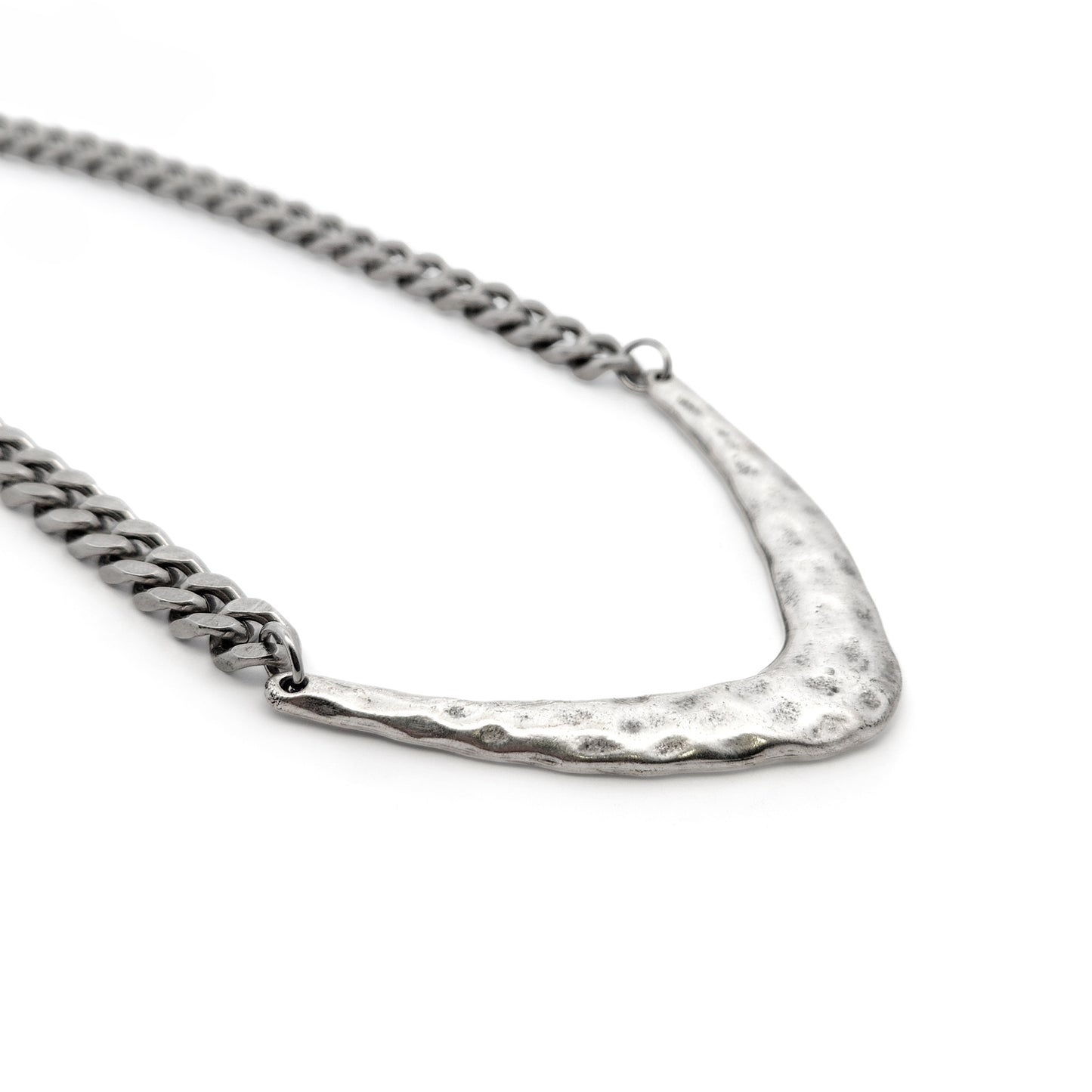 Silver-Tone Hammered V Necklace