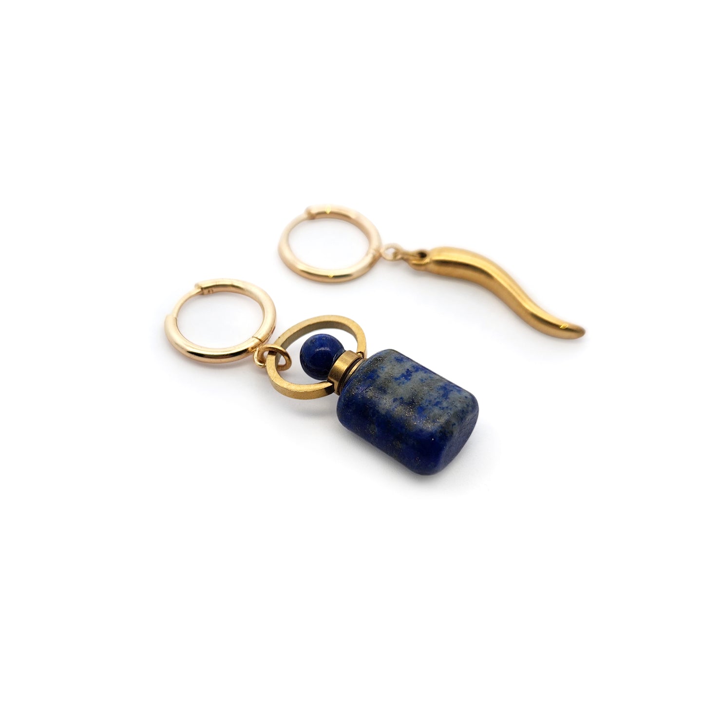 Aromatherapy Mini Lapis Bottle & Chili Pepper Earrings