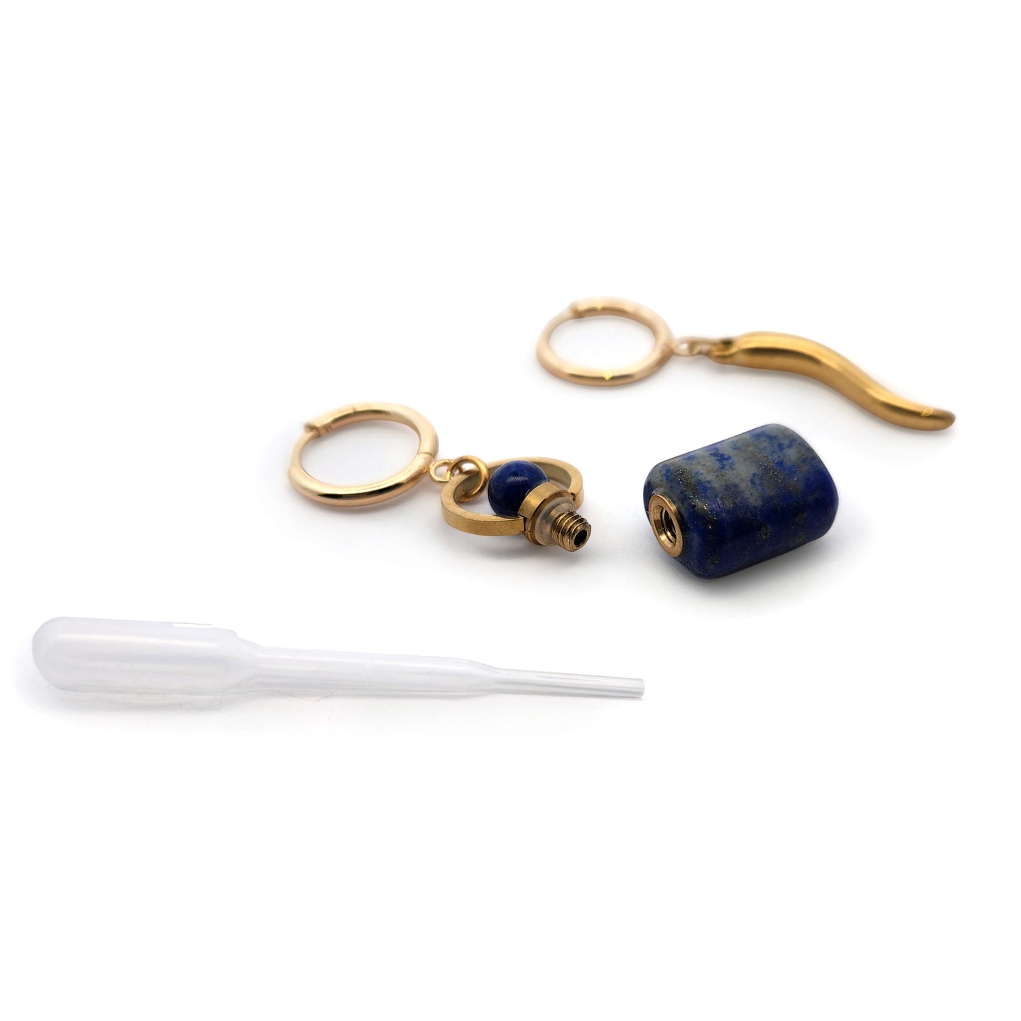 Aromatherapy Mini Lapis Bottle & Chili Pepper Earrings