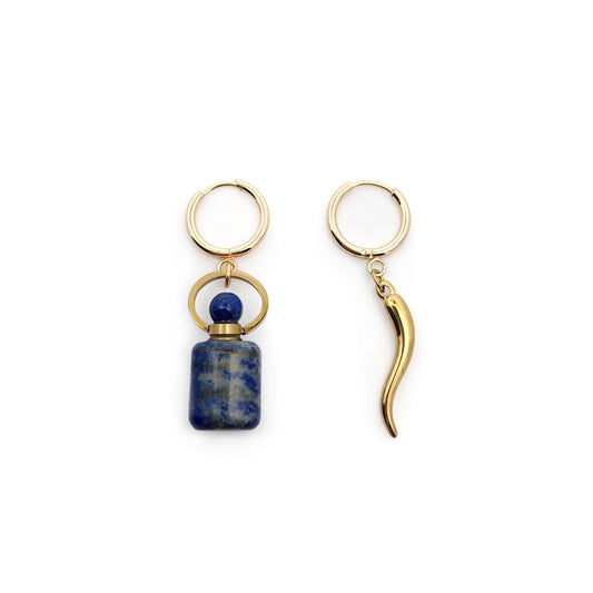 Aromatherapy Mini Lapis Bottle & Chili Pepper Earrings