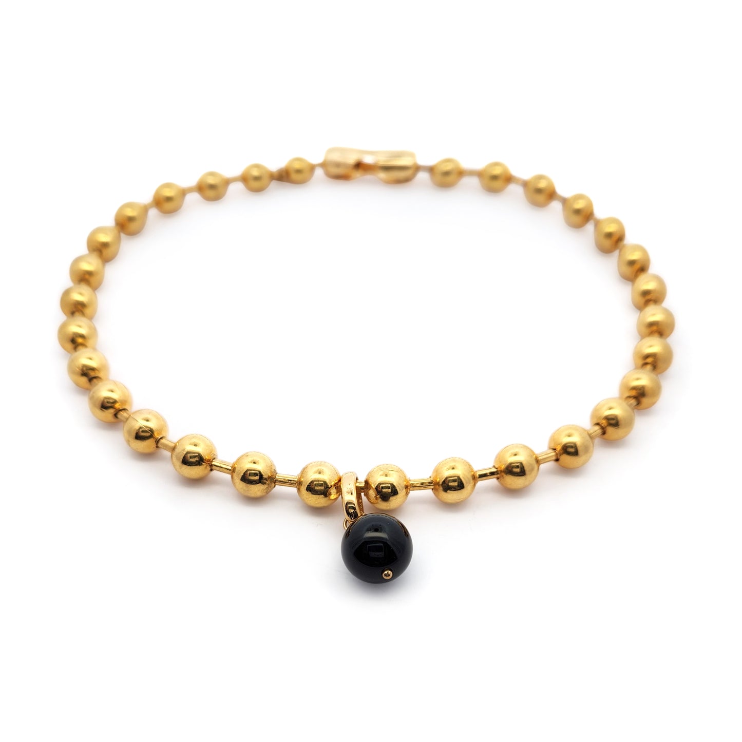 Black Tourmaline & Gold Sphere Sculptural Necklace