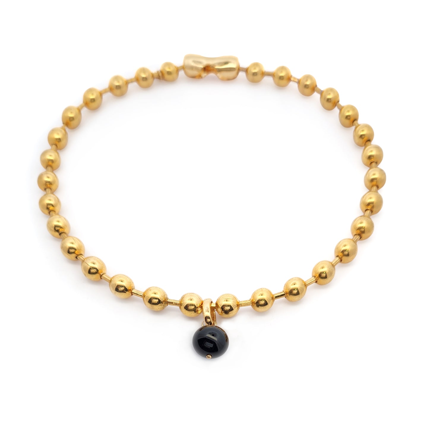Black Tourmaline & Gold Sphere Sculptural Necklace