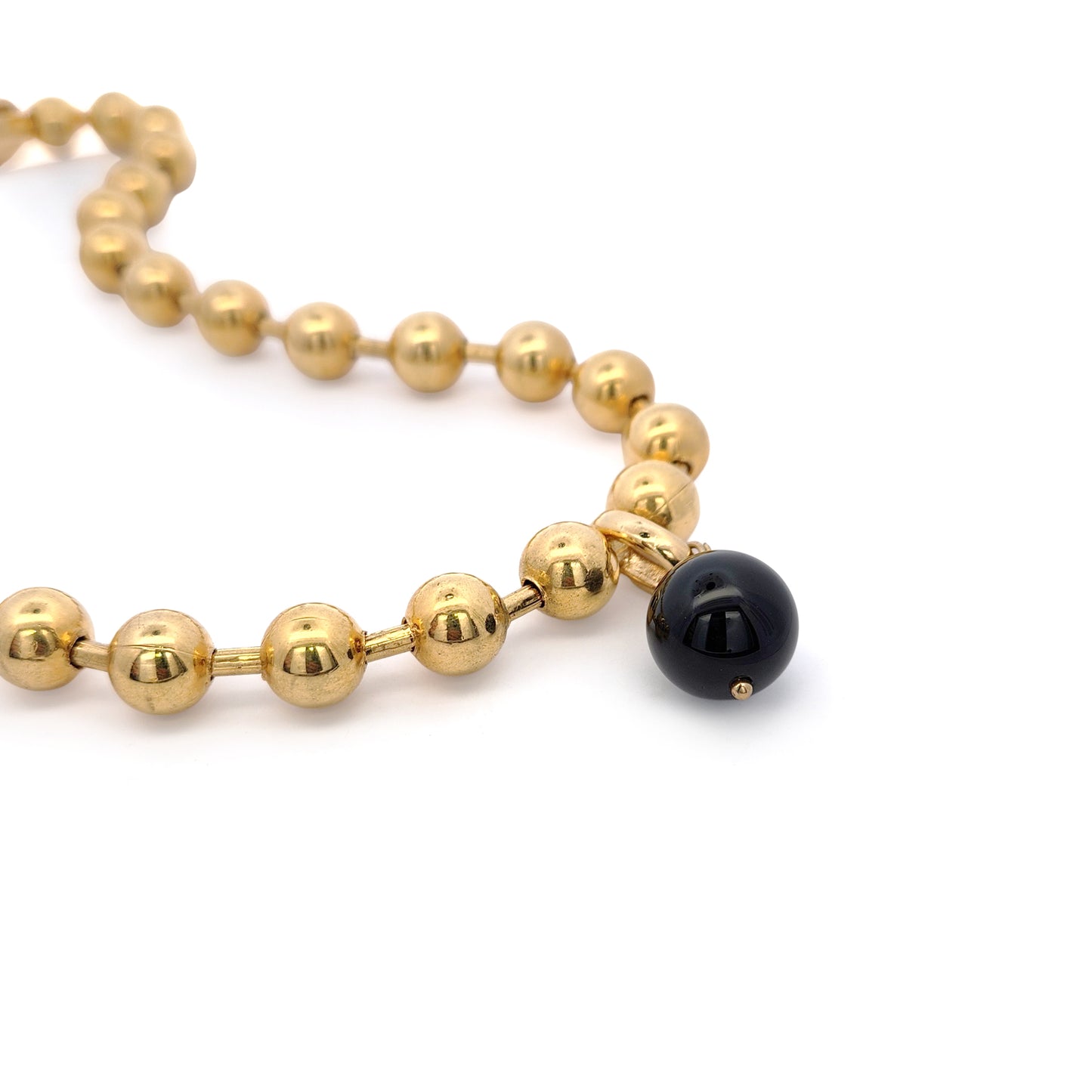 Black Tourmaline & Gold Sphere Sculptural Necklace