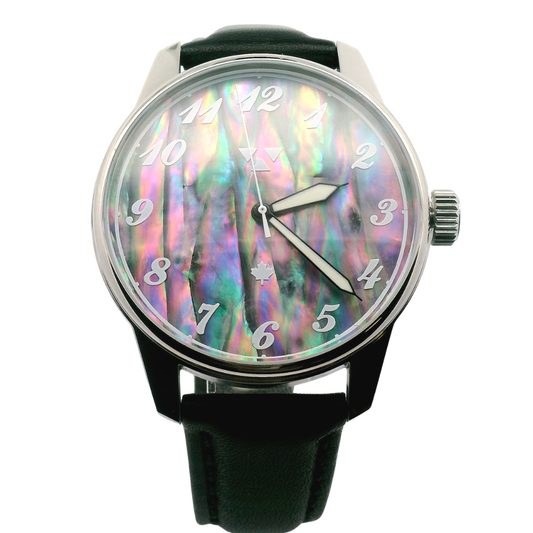 Prism Abalone Recherche Black Leather Mechanical Watch
