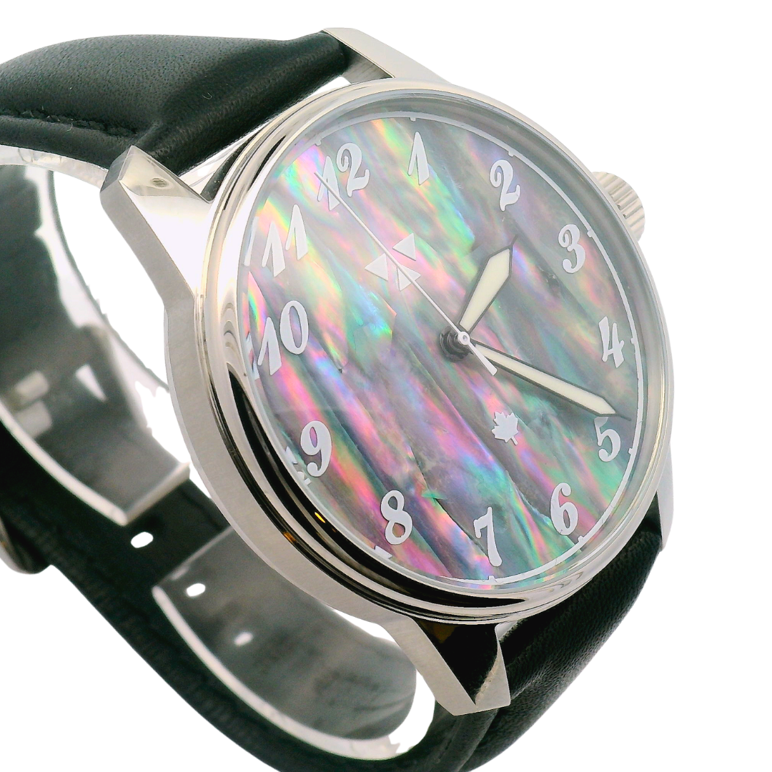 Prism Abalone Recherche Black Leather Mechanical Watch