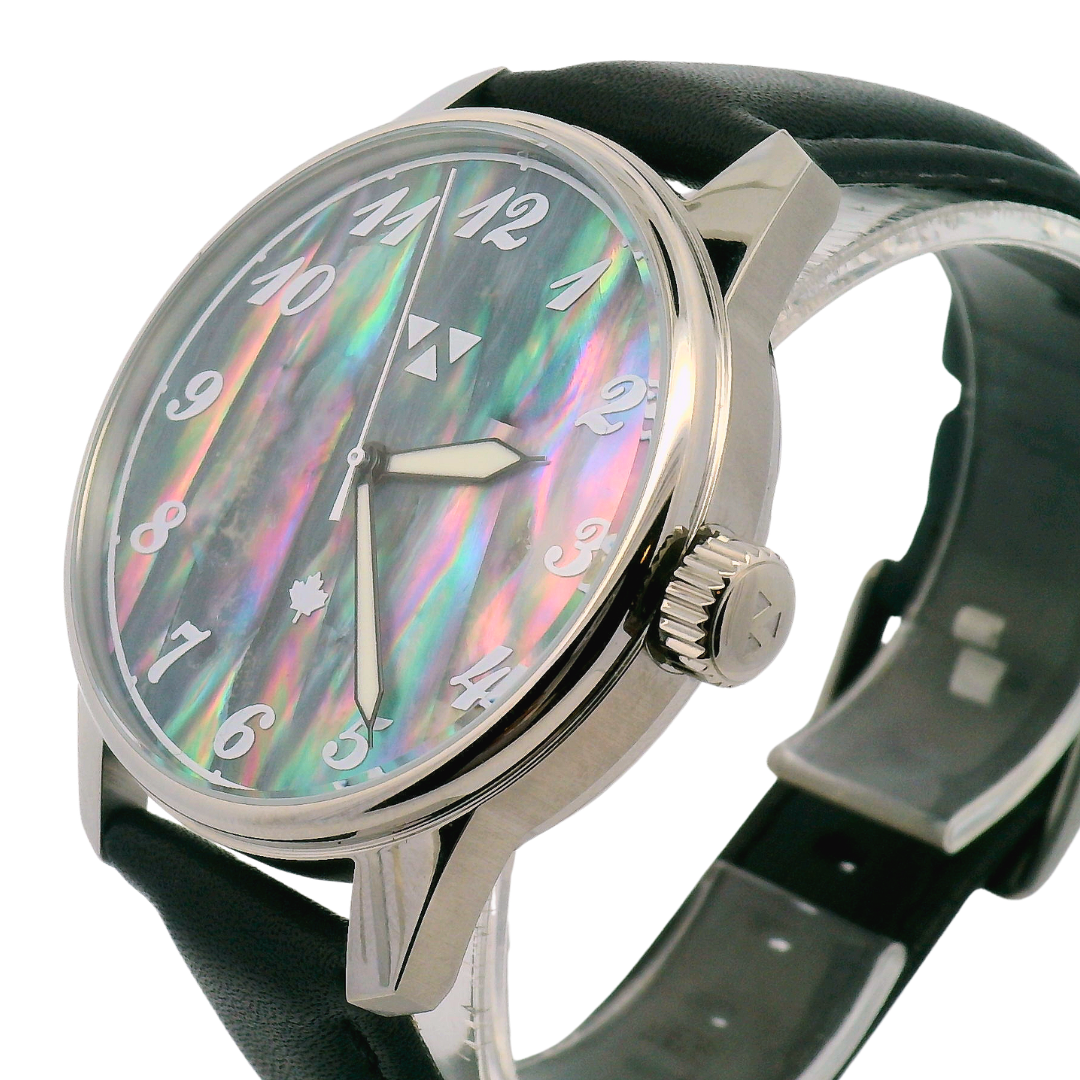 Prism Abalone Recherche Black Leather Mechanical Watch