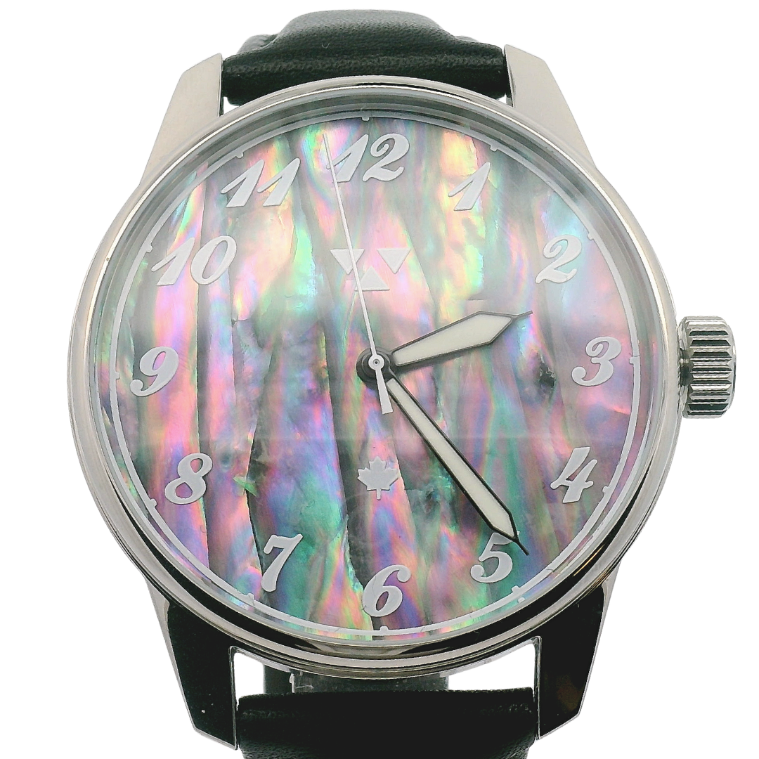 Prism Abalone Recherche Black Leather Mechanical Watch