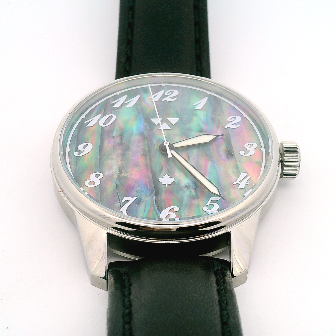 Prism Abalone Recherche Black Leather Mechanical Watch