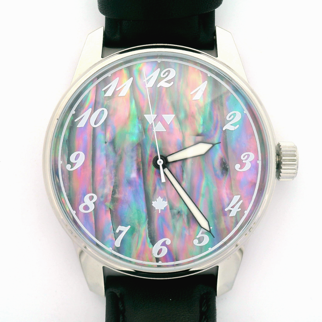 Prism Abalone Recherche Black Leather Mechanical Watch