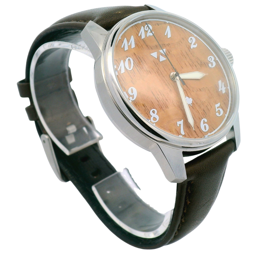 Lacewood Brown Leather Mechanical Watch