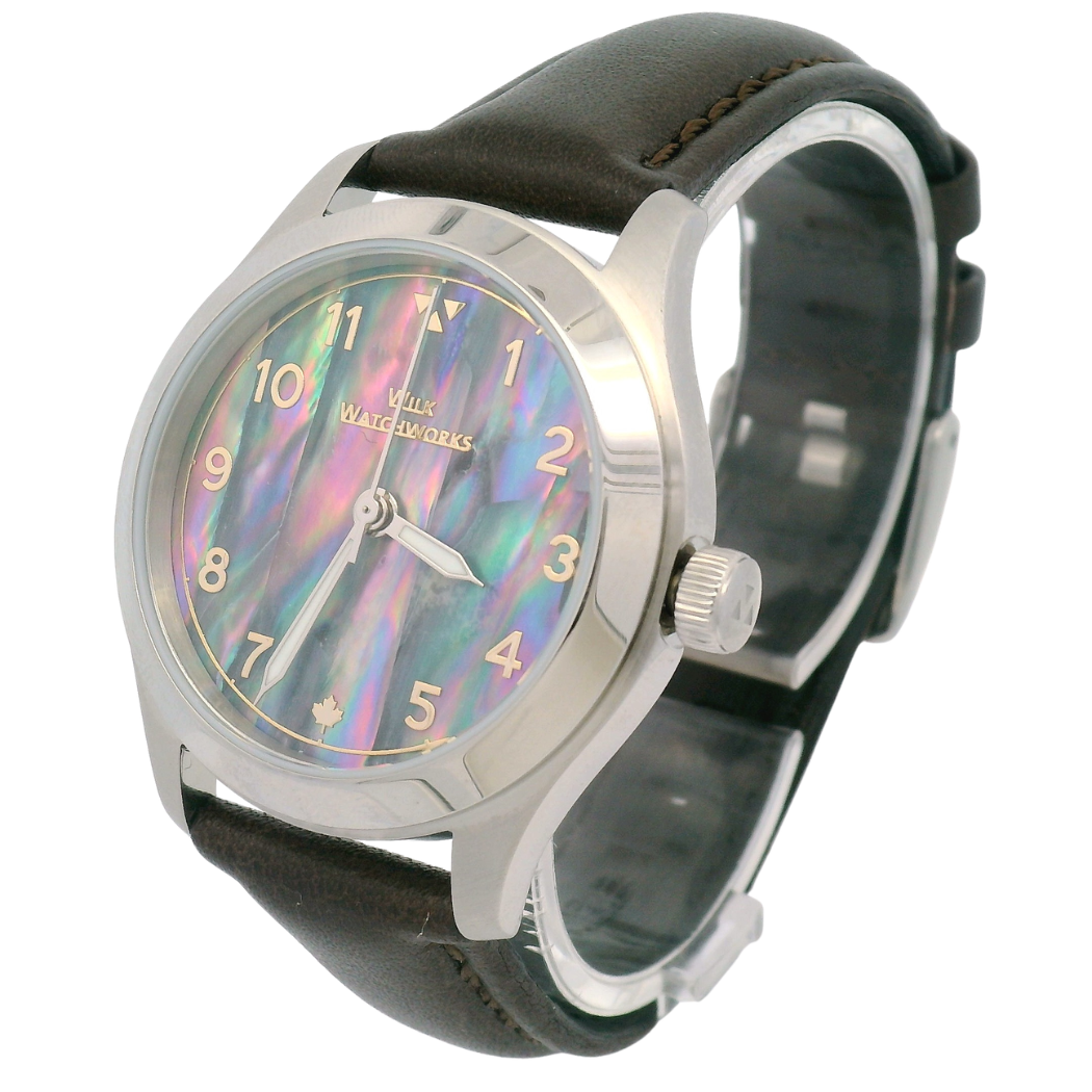 Prism Abalone Brown Leather Mechanical Watch