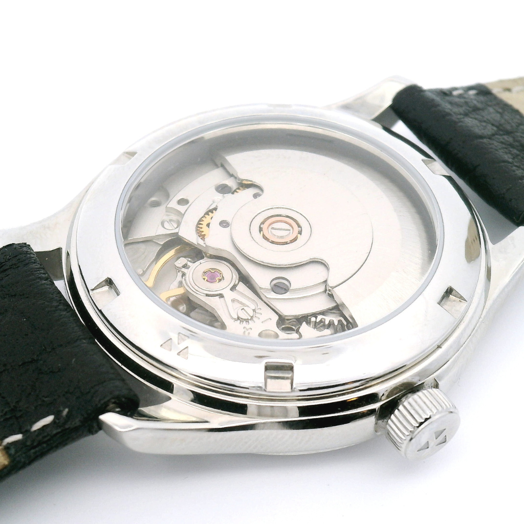Mother of Pearl Automatic Black Leather Watch
