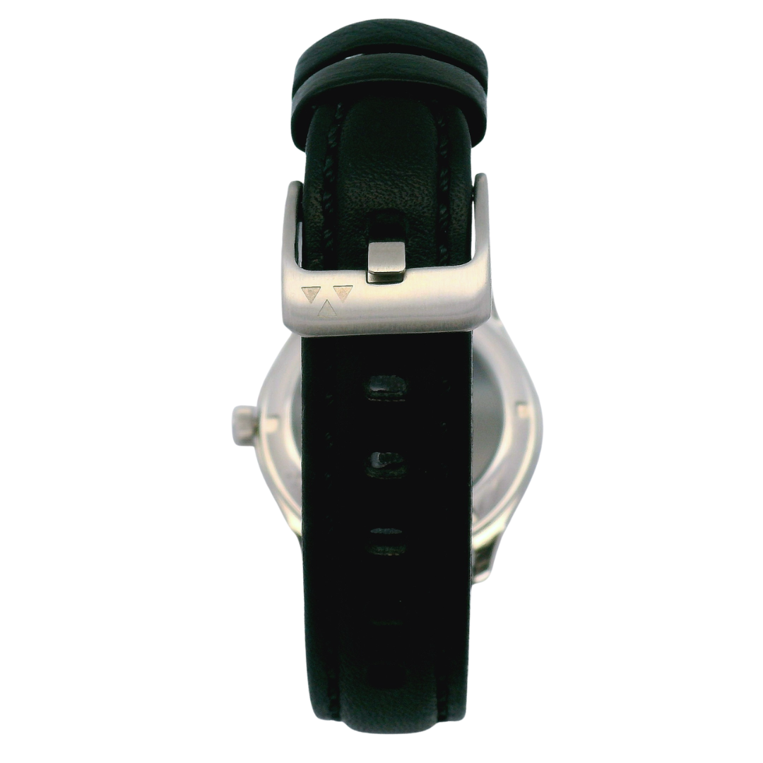 Paua Flakes Black Leather Mechanical Watch
