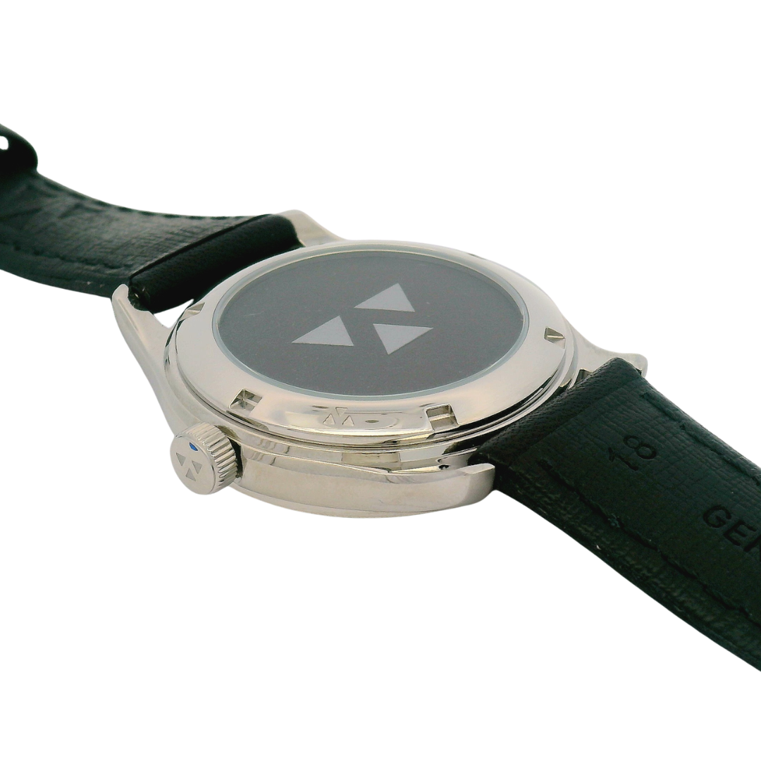 Paua Flakes Black Leather Mechanical Watch