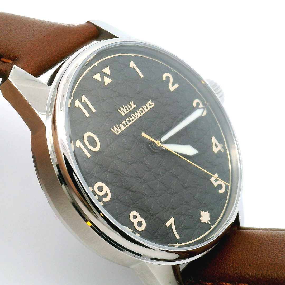 Black Leather Cipher Brown Leather Mechanical Watch