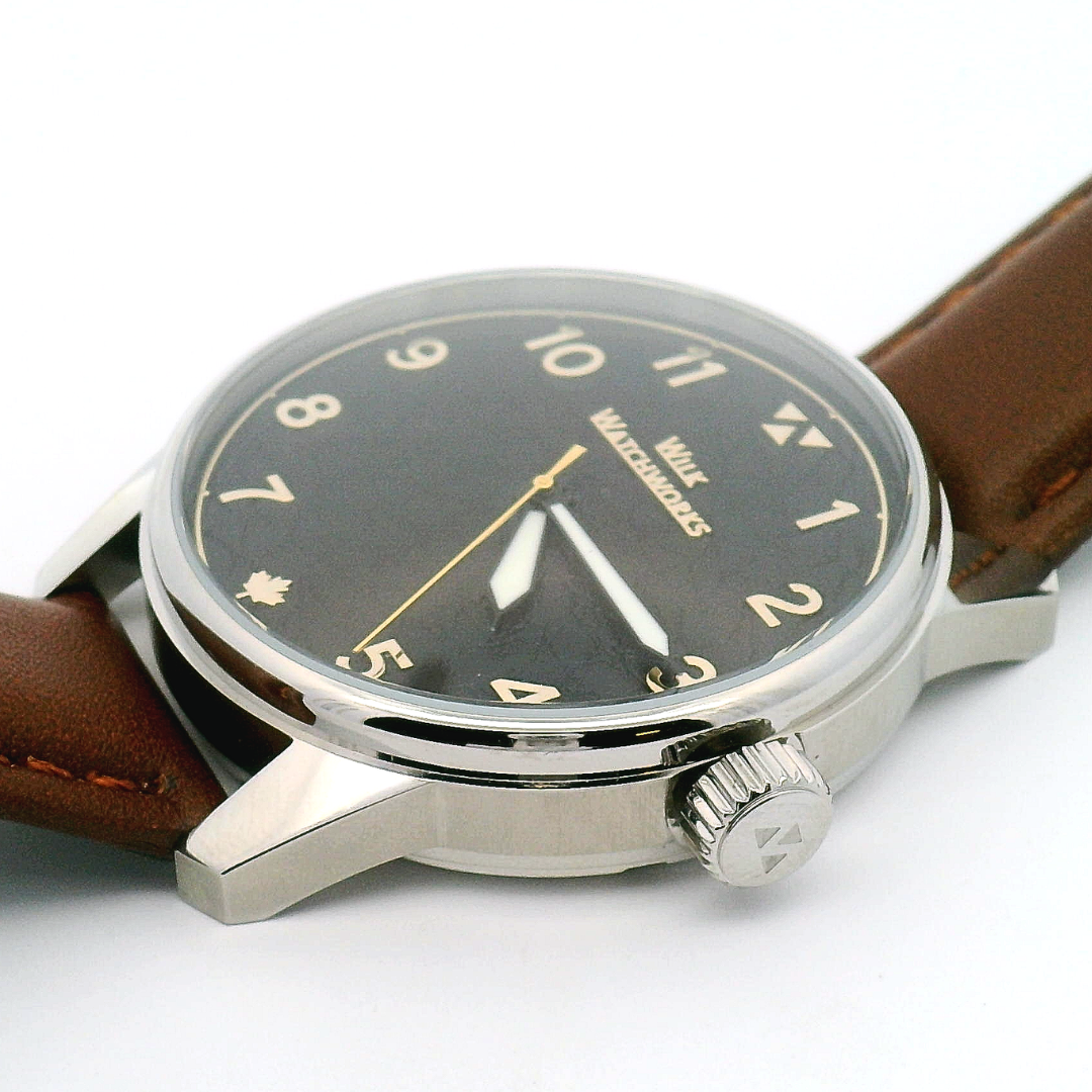 Black Leather Cipher Brown Leather Mechanical Watch