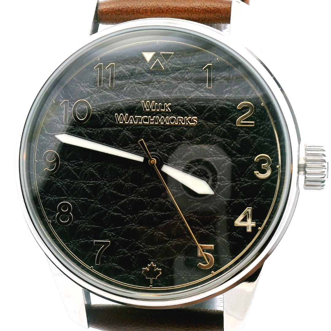 Black Leather Cipher Brown Leather Mechanical Watch