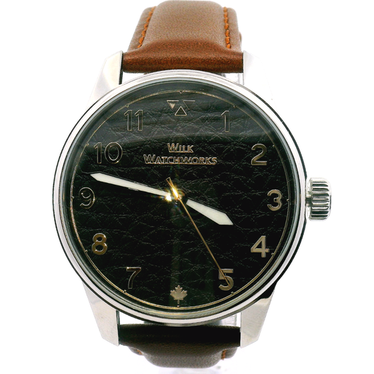 Black Leather Cipher Brown Leather Mechanical Watch