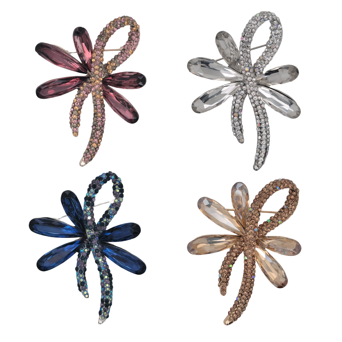 Wavy Rhinestone Brooch