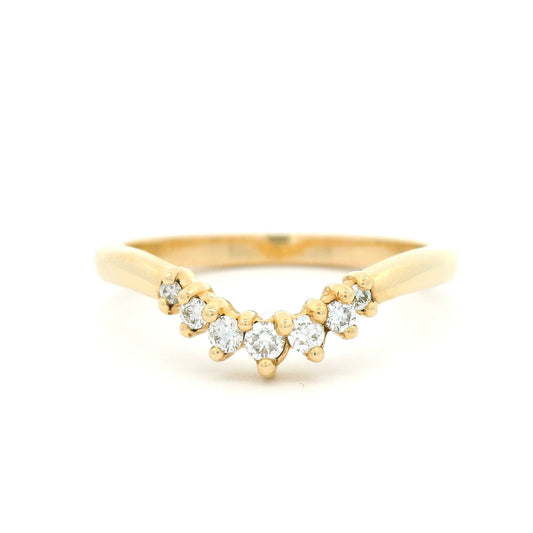 14k Yellow Contour Band with 0.12cts Natural Round Brilliant-Cut Diamonds