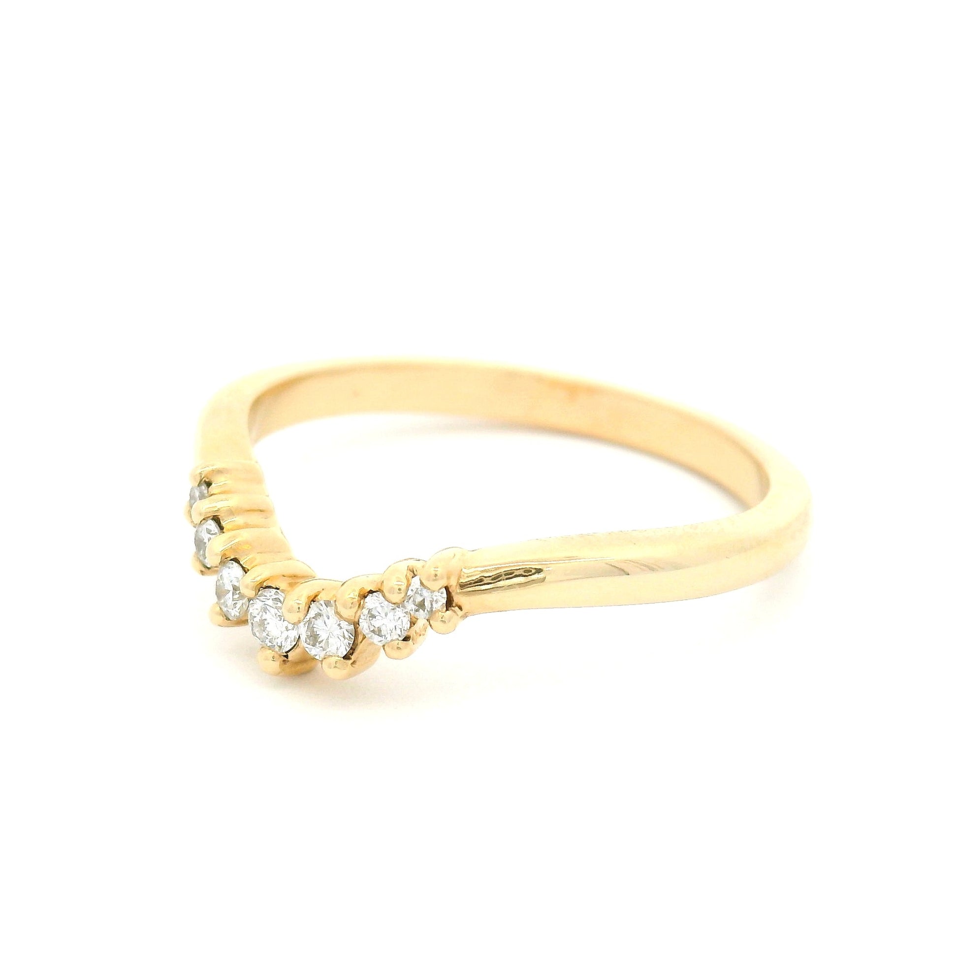 14k Yellow Contour Band with 0.12cts Natural Round Brilliant-Cut Diamonds