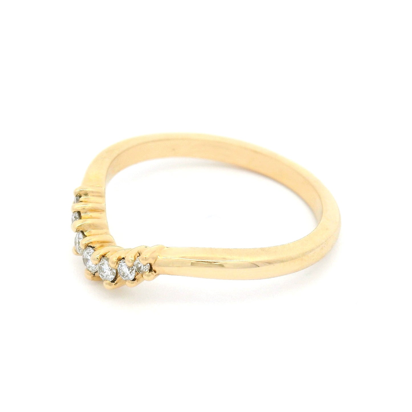 14k Yellow Contour Band with 0.12cts Natural Round Brilliant-Cut Diamonds