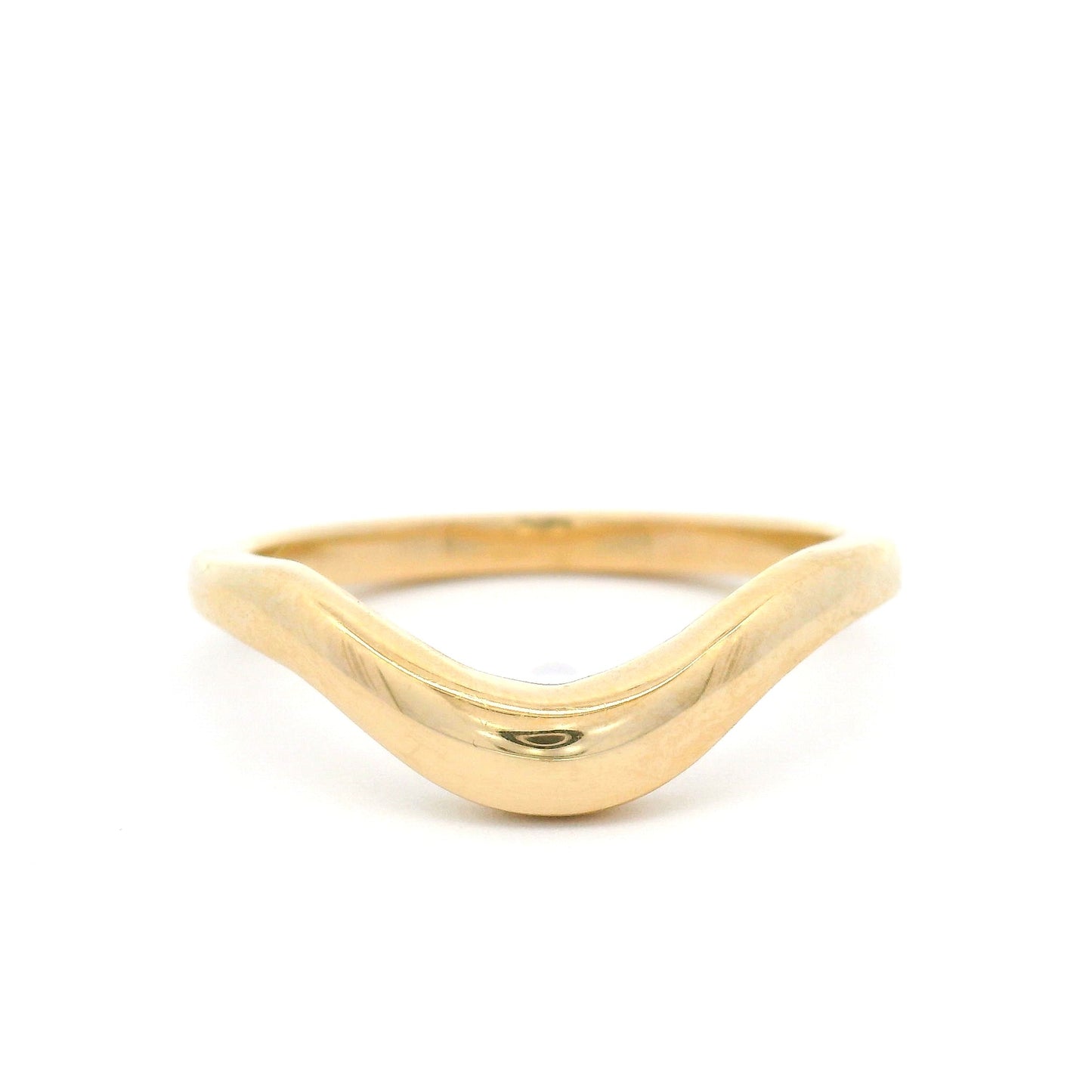 14k Yellow Soft-Domed Contoured Wedding Band