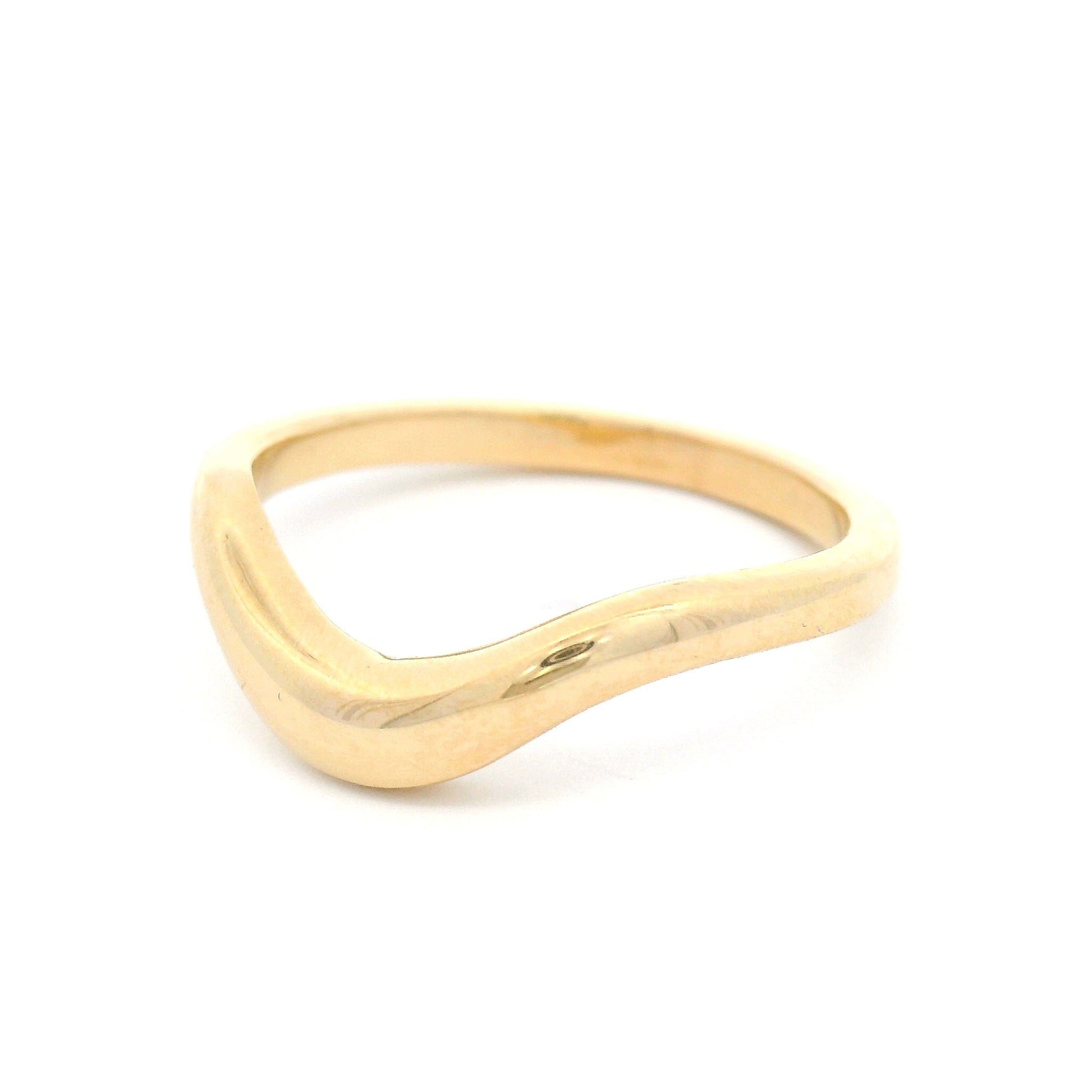 14k Yellow Soft-Domed Contoured Wedding Band