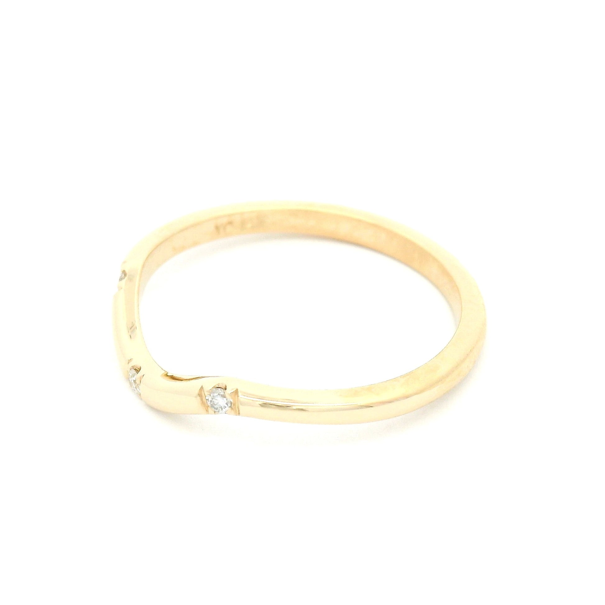 14k Yellow Contour Band with 0.045cts Natural Round Brilliant-Cut Diamonds