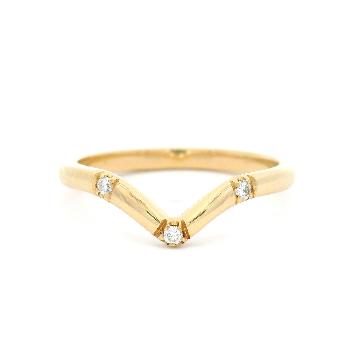 14k Yellow Contour Band with 0.045cts Natural Round Brilliant-Cut Diamonds