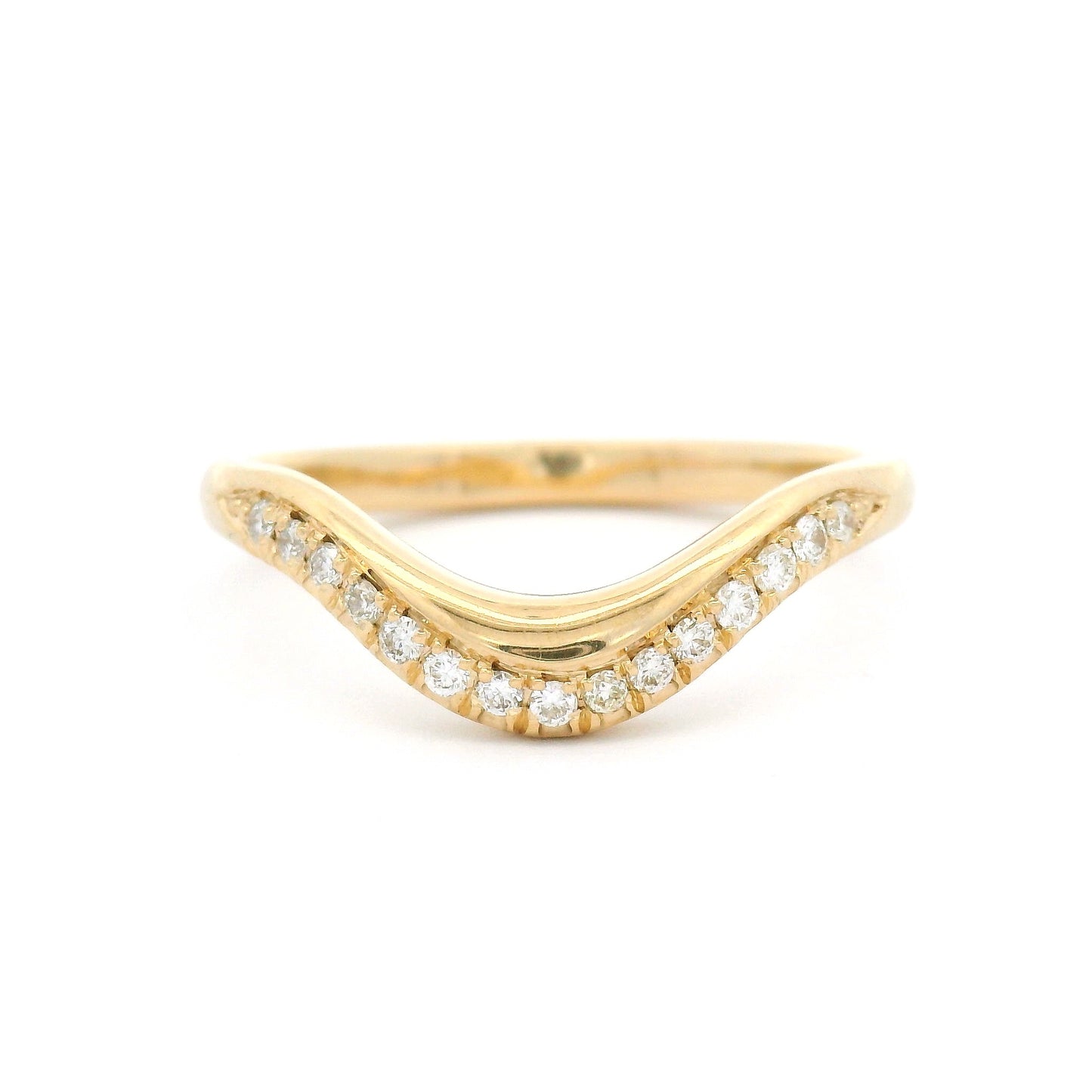 14k Yellow Contour Band with 0.15cts Natural Round Brilliant-Cut Diamonds