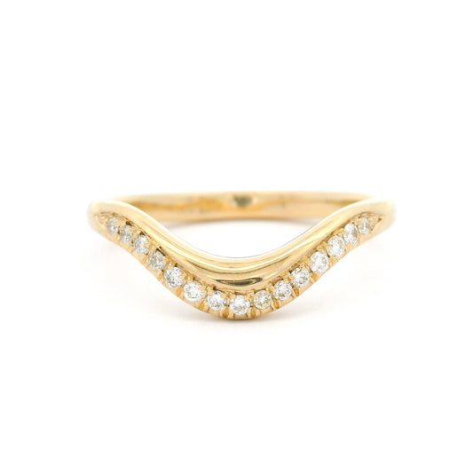 14k Yellow Contour Band with 0.15cts Natural Round Brilliant-Cut Diamonds
