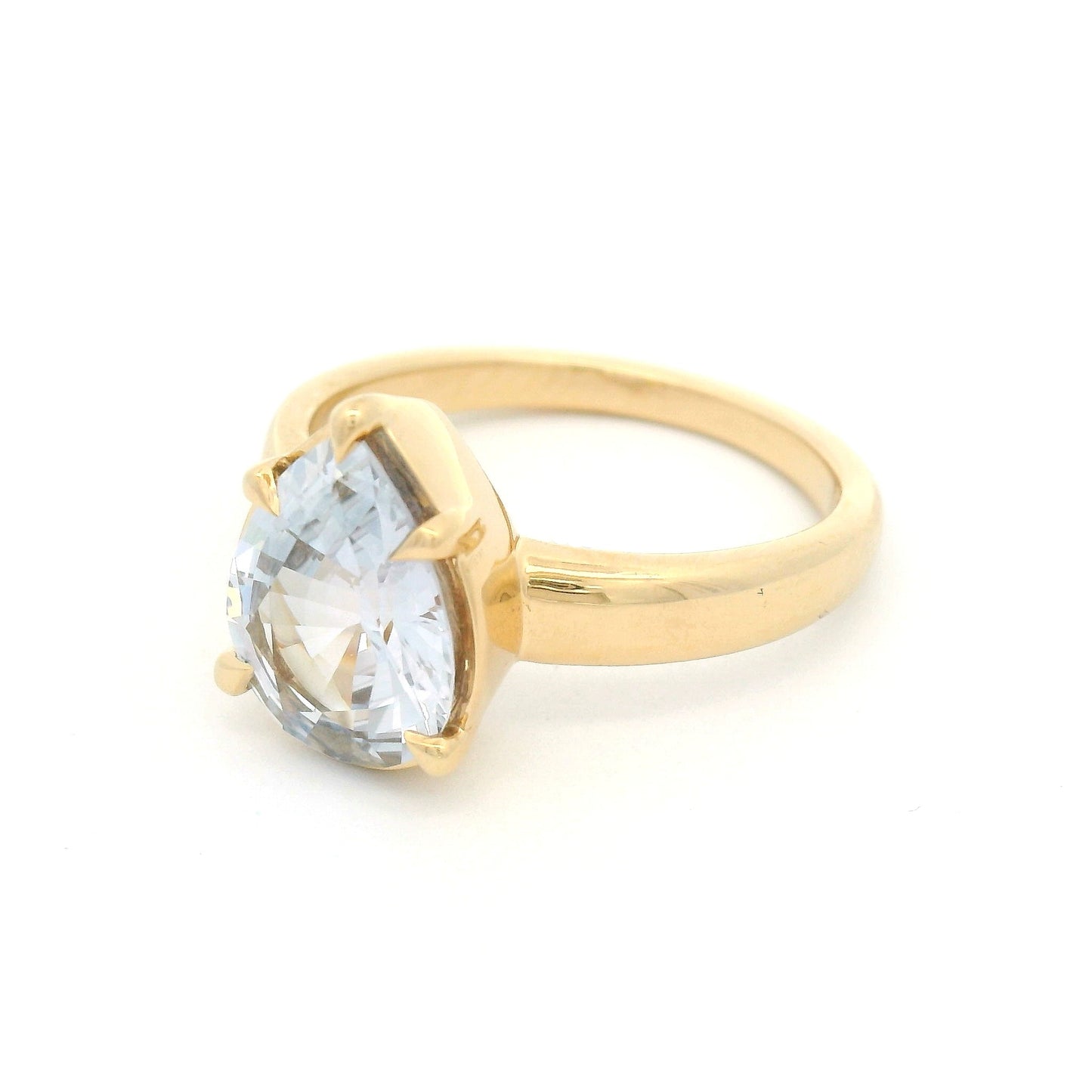 14k Yellow Solitaire with Natural 2.71ct Pear-Cut Pale Blue Sapphire