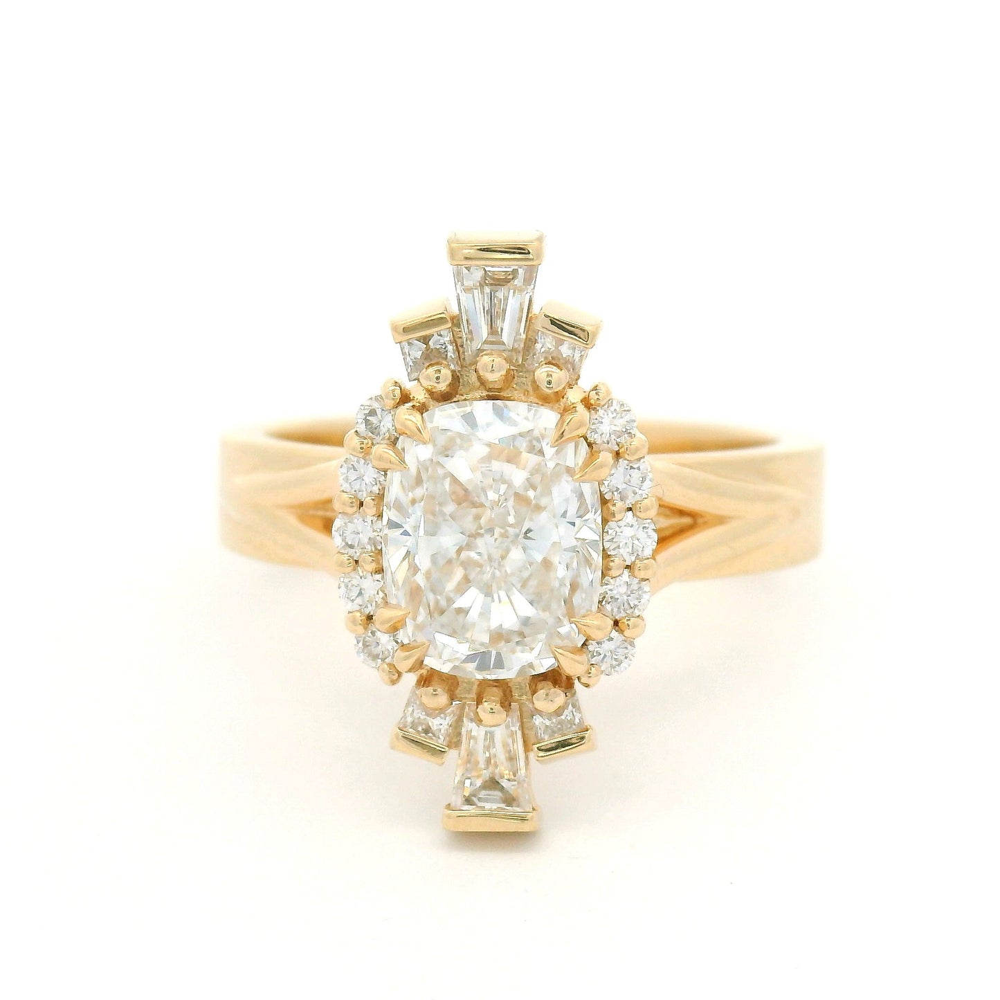 14k Yellow Engagement Ring with 1.0ct Lab-Grown Diamond and Accent Lab Diamonds