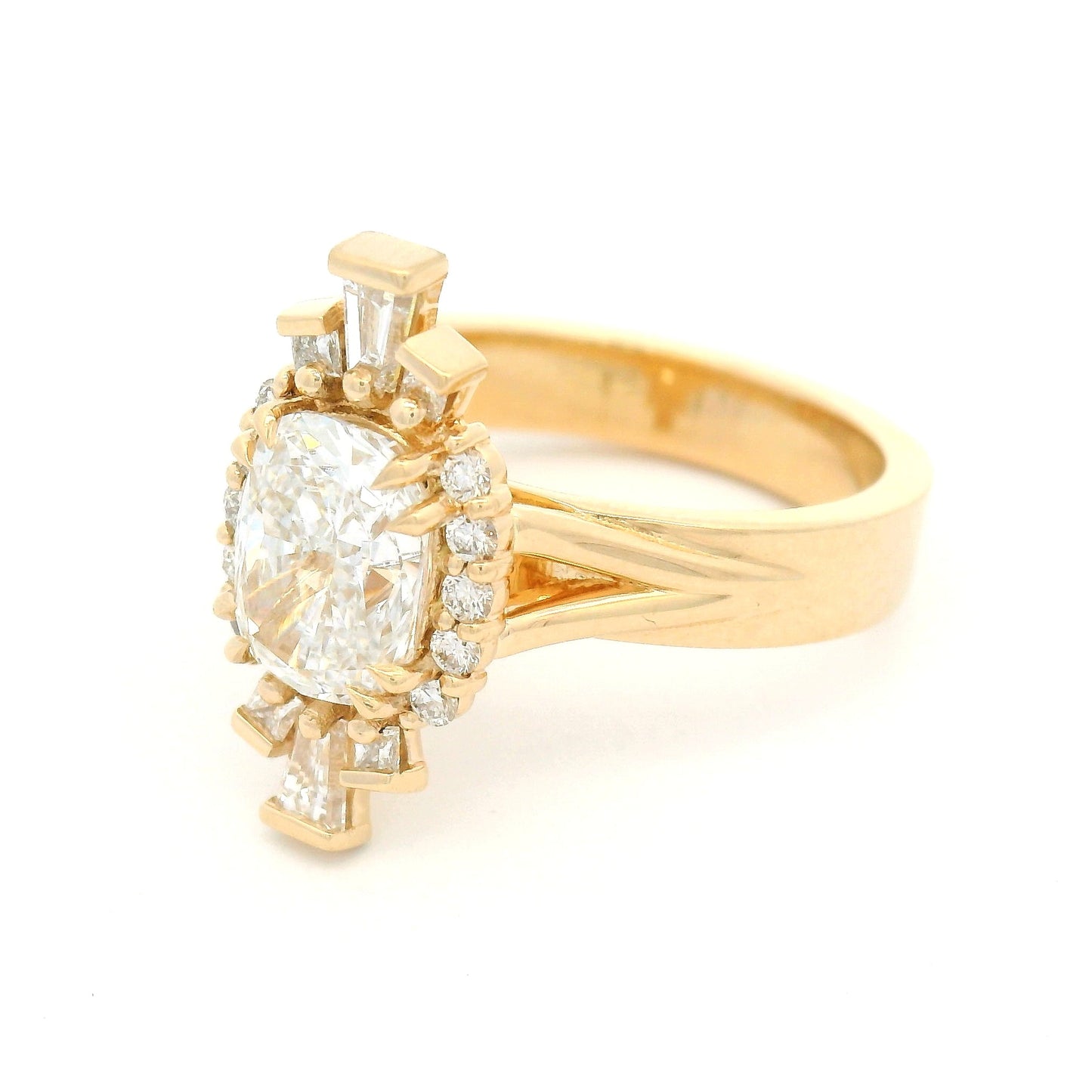 14k Yellow Engagement Ring with 1.0ct Lab-Grown Diamond and Accent Lab Diamonds
