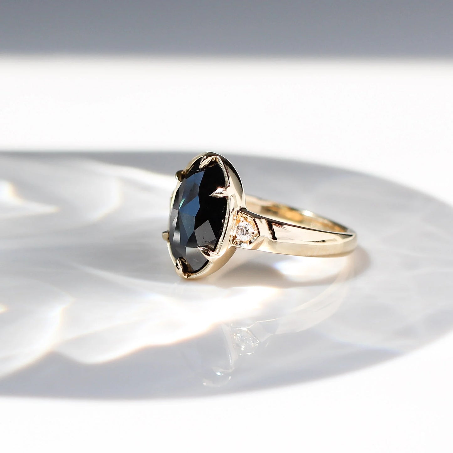 14k Yellow Engagement Ring with Natural 2.81ct Black Diamond and Accent Diamonds