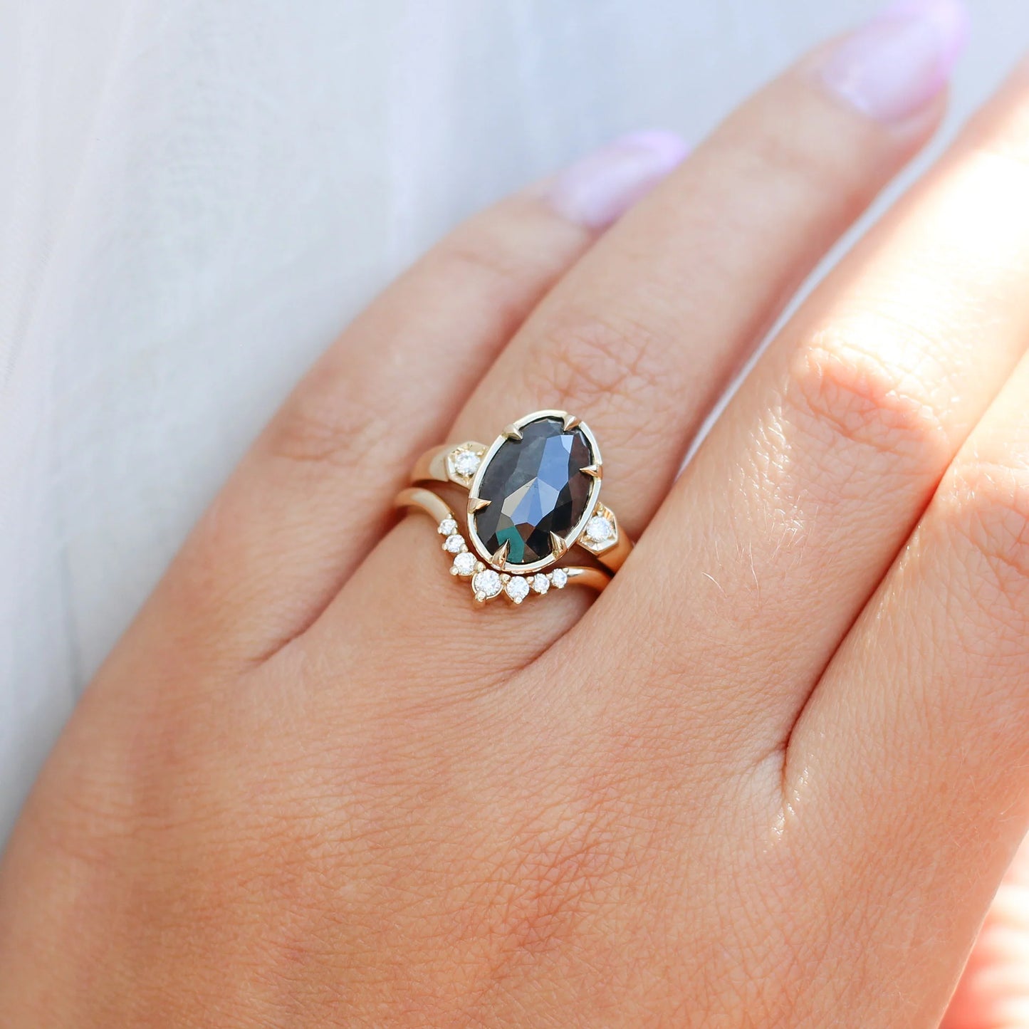 14k Yellow Engagement Ring with Natural 2.81ct Black Diamond and Accent Diamonds