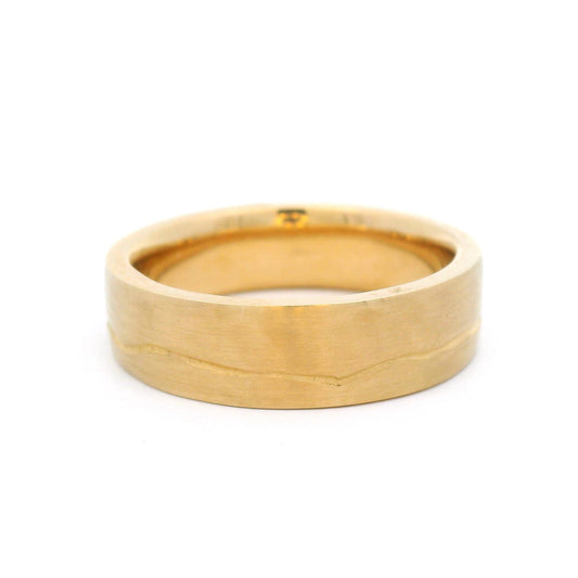 10k Yellow 6mm Wide Wandering Path Wedding Band